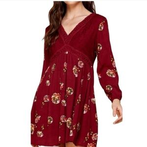 Altar'd State Burgandy Floral Dress